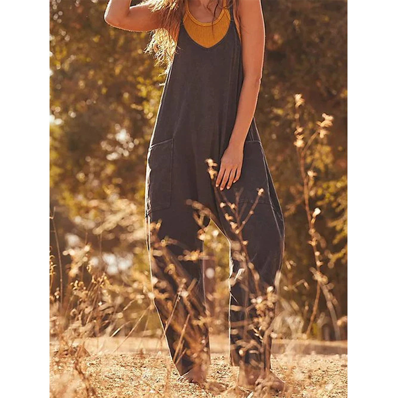 Loose Summer Jumpsuit Casual   - Jumpsuit Linen Relaxed บทวิจารณ์และราคา