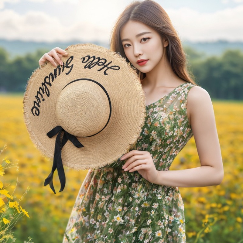 1pc Summer Floppy Beach Hats f - Hat Floppy Wide บทวิจารณ์และราคา