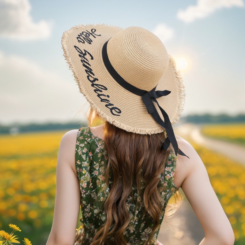 1pc Summer Floppy Beach Hats f - Hat Floppy Wide บทวิจารณ์และราคา