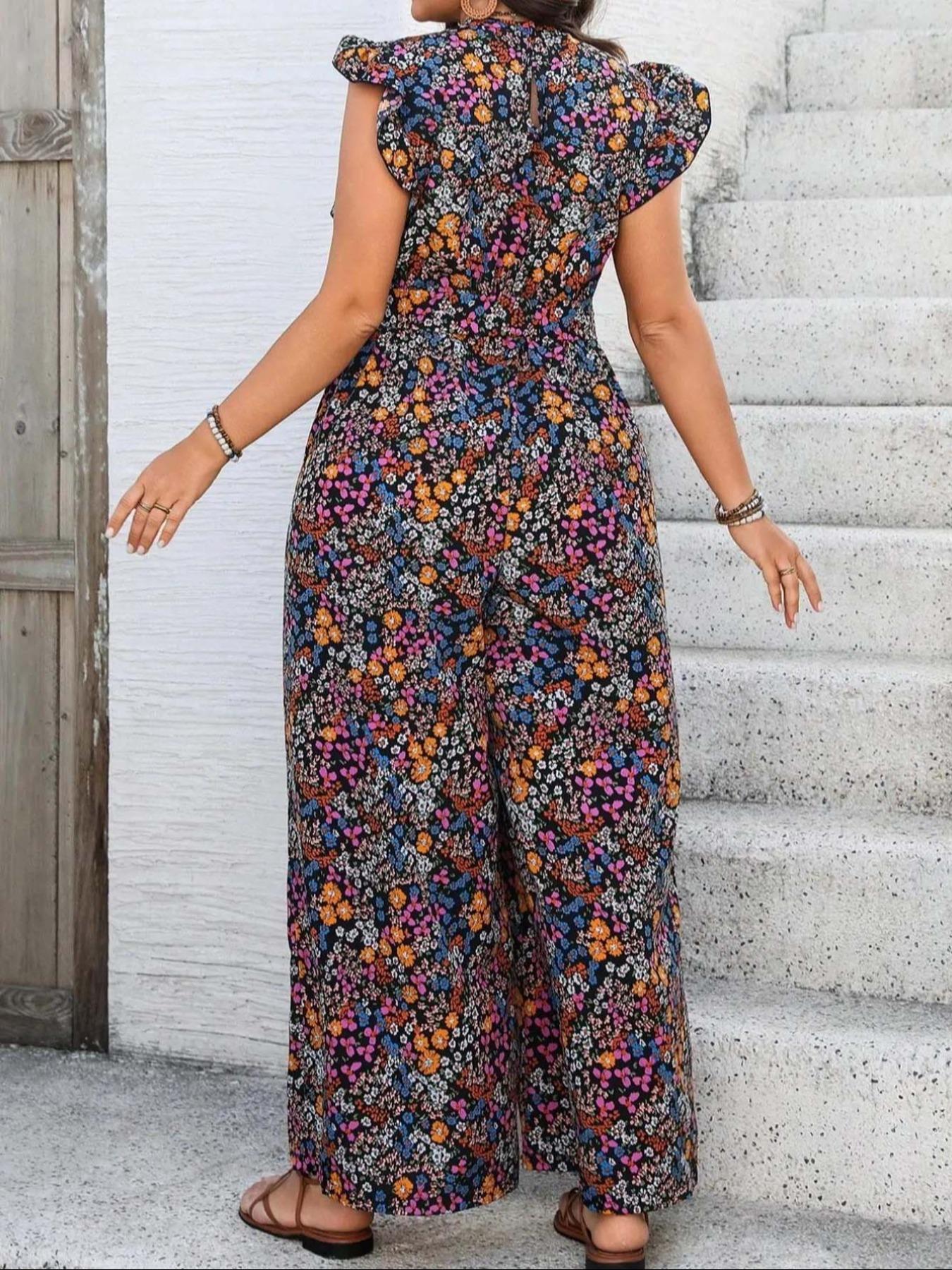 【Plus Size】 Floral Print Tie S - Romper Floral Print บทวิจารณ์และราคา
