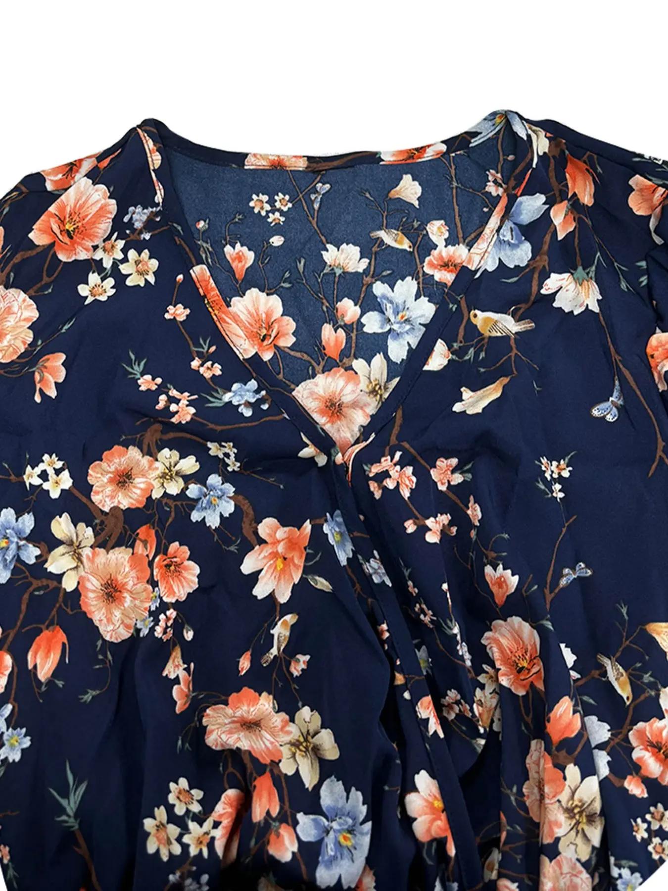 【Plus Size】 Floral Print Tie S - Romper Floral Print บทวิจารณ์และราคา