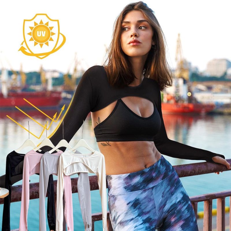 Modal Ice Silk Arm Sleeves Ult - Crop Top Crochet บทวิจารณ์และราคา