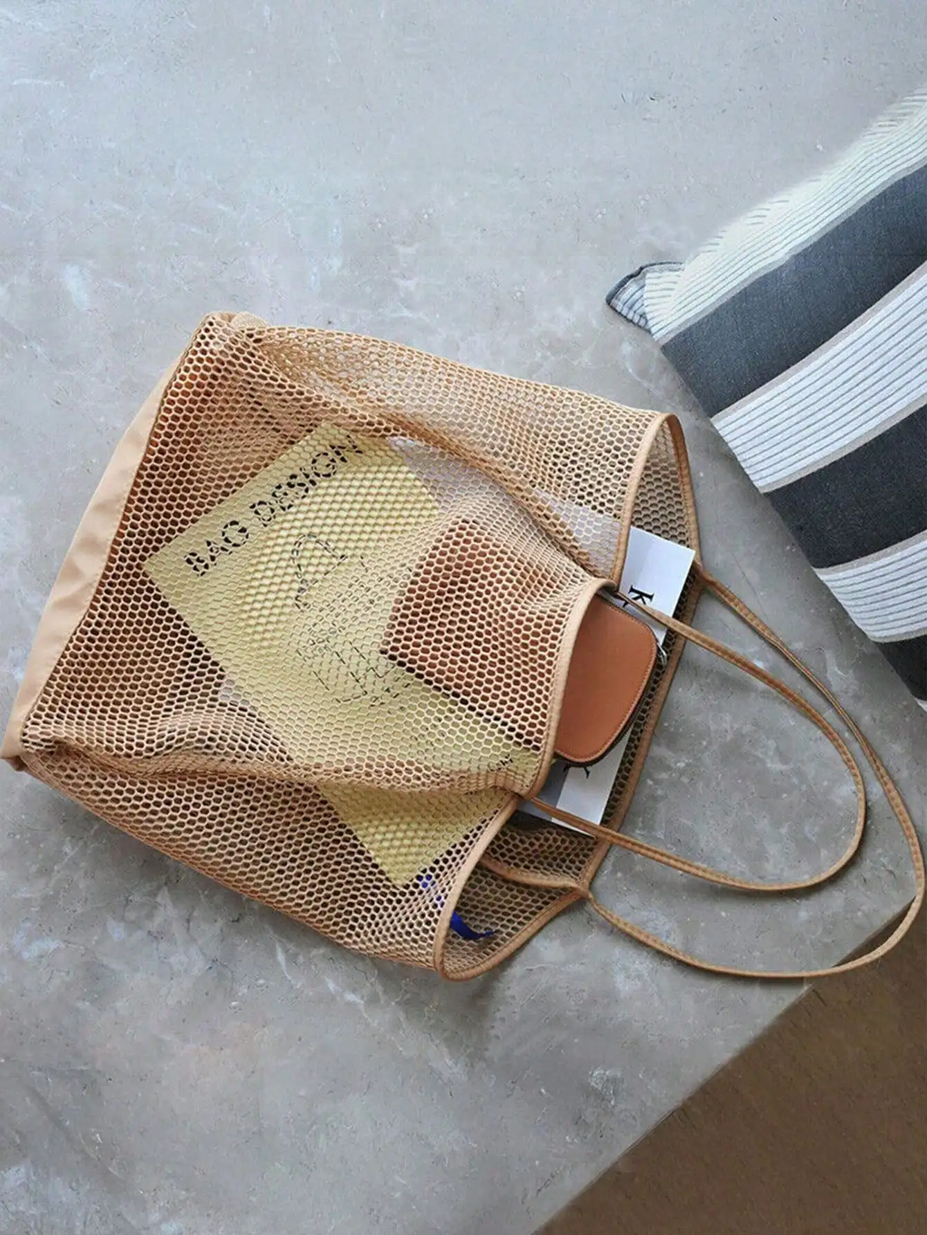 1pc Mesh Beach Tote Bag, Outdo - Tote Bag Beach บทวิจารณ์และราคา