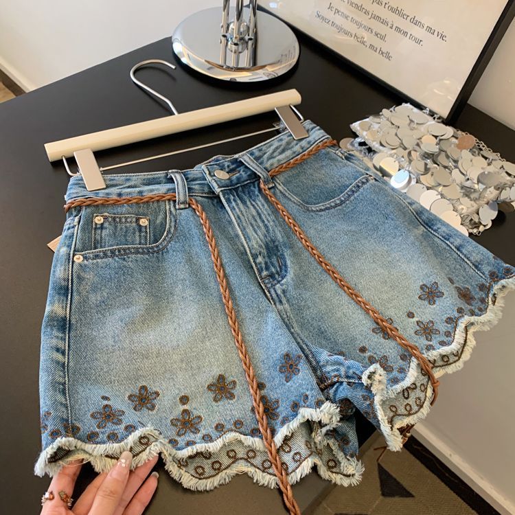 Breathable Vintage Denim Short - Shorts Denim Frayed บทวิจารณ์และราคา