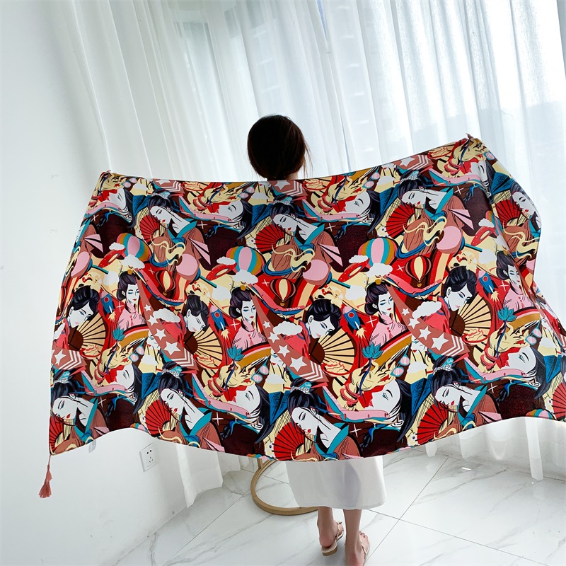 90x185cm Cotton Linen Print Su - Linen Dress Wrap บทวิจารณ์และราคา
