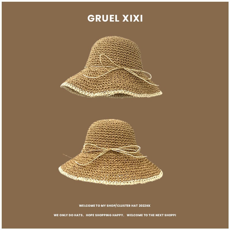 1pc Women's Summer Beach Straw - Hat Floppy Wide บทวิจารณ์และราคา