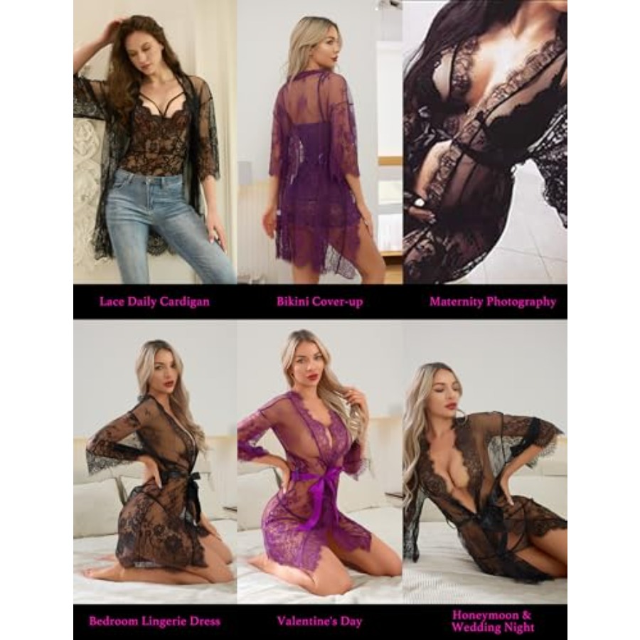 Narcisse Women's Floral Lace K - Kimono Sheer Floral บทวิจารณ์และราคา