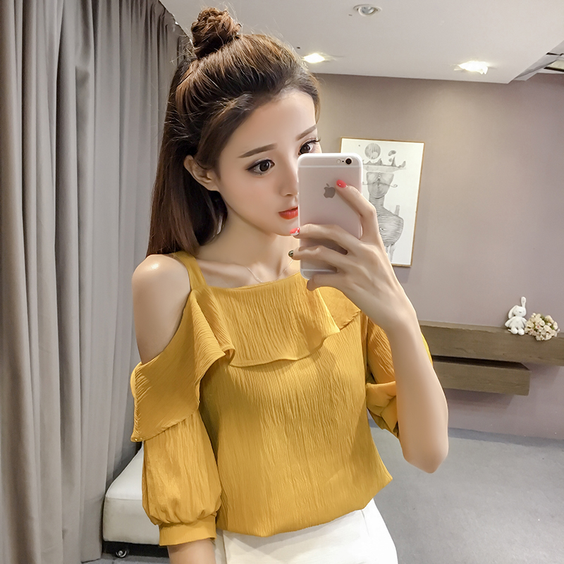 New Summer Women Sexy off-the- - Blouse Off Shoulder บทวิจารณ์และราคา