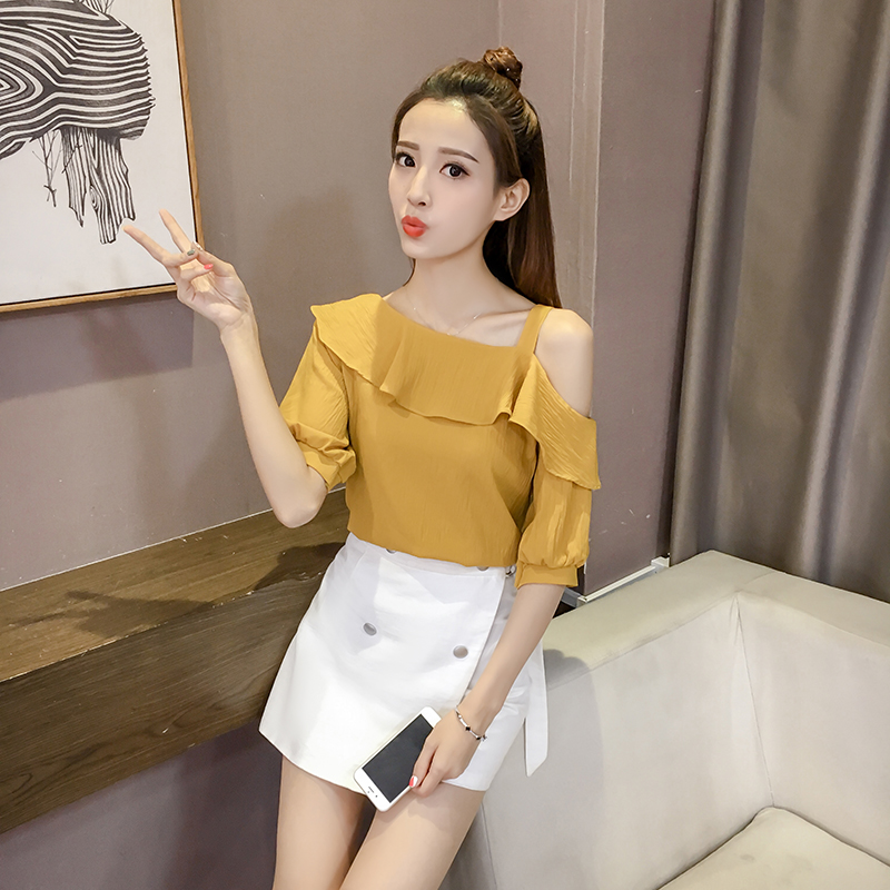 New Summer Women Sexy off-the- - Blouse Off Shoulder บทวิจารณ์และราคา