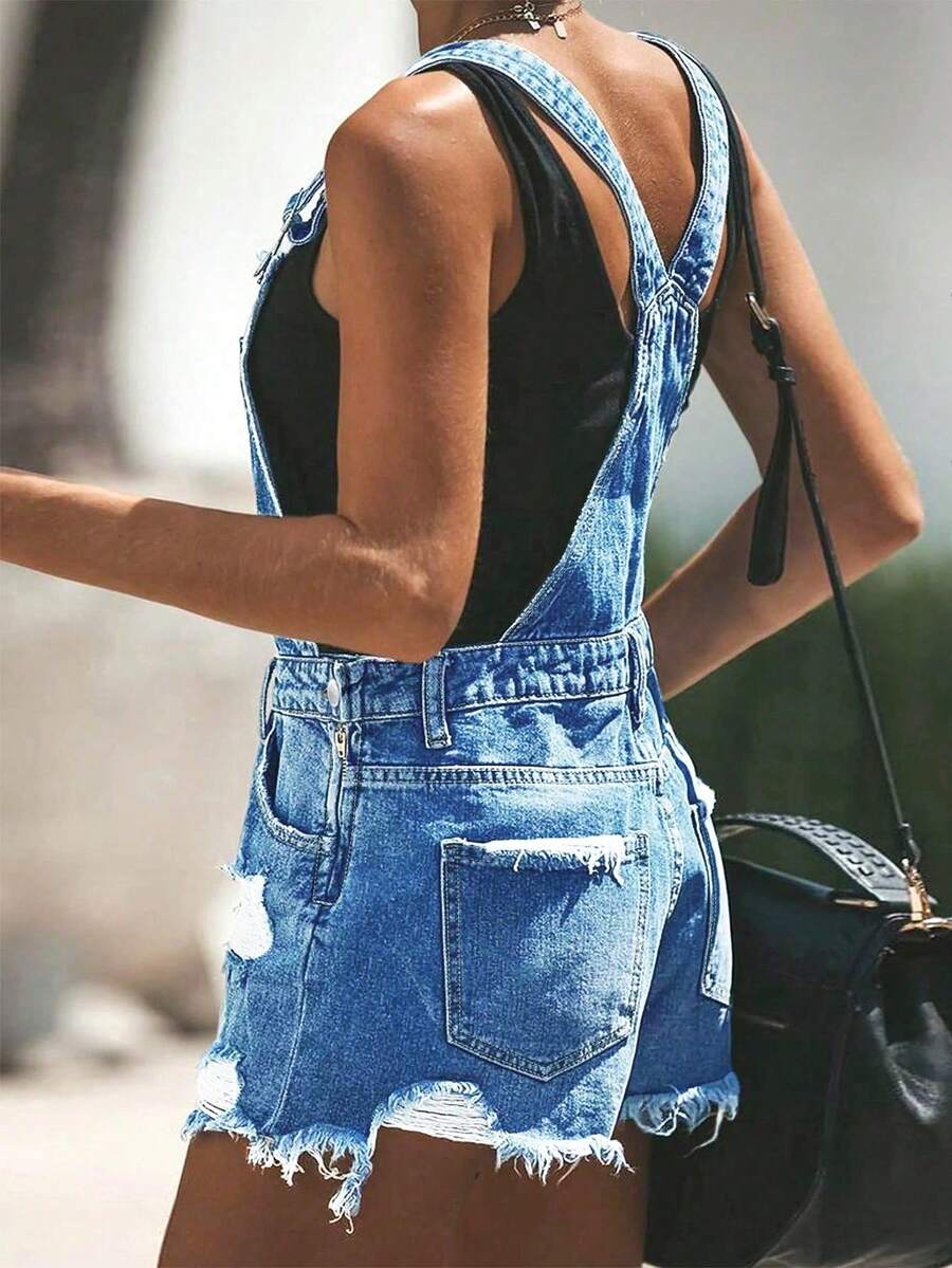 Womens White Distressed Denim  - Shorts Denim Frayed บทวิจารณ์และราคา