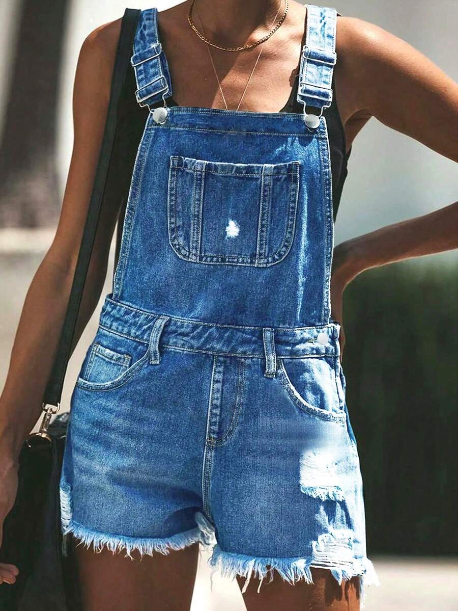 Womens White Distressed Denim  - Shorts Denim Frayed บทวิจารณ์และราคา