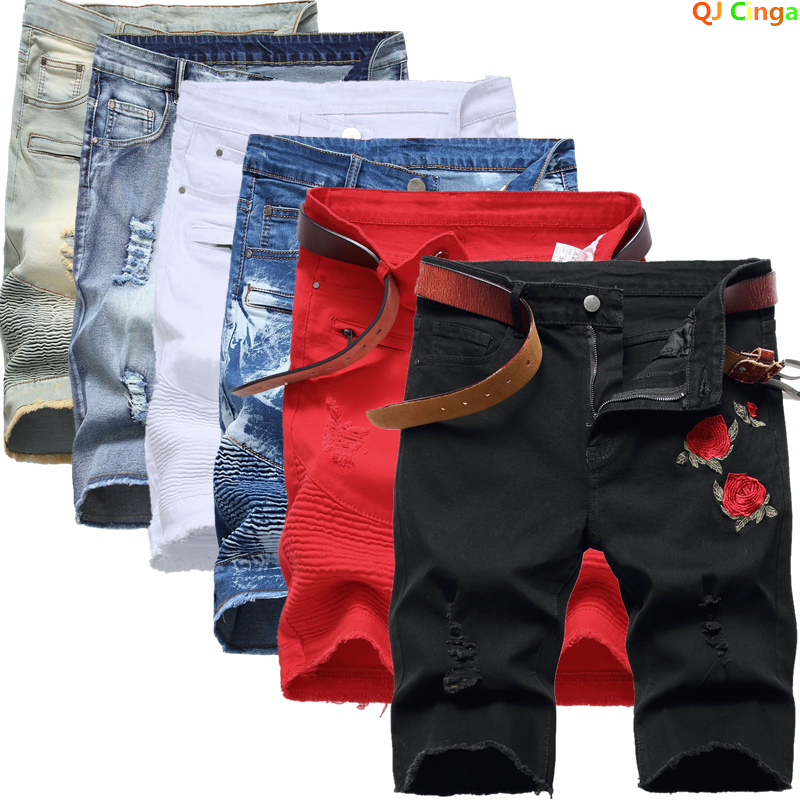 2026 Summer Men's Red Rose Emb - Shorts Denim Frayed บทวิจารณ์และราคา