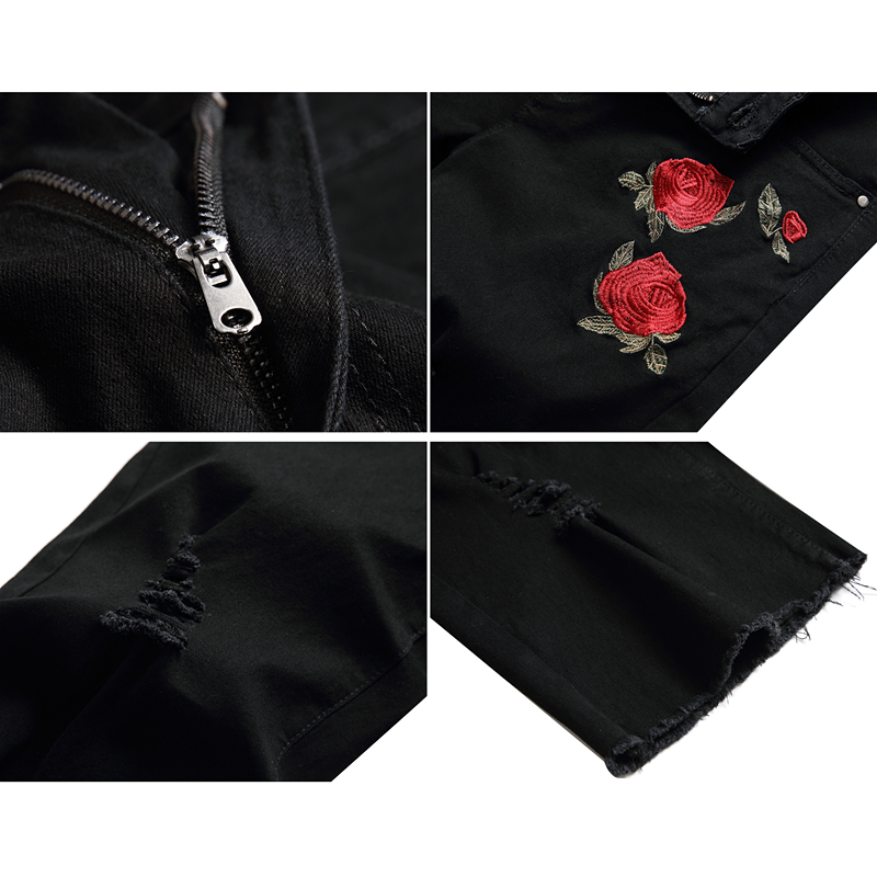 2026 Summer Men's Red Rose Emb - Shorts Denim Frayed บทวิจารณ์และราคา
